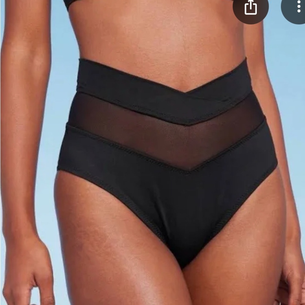 Shade & Shore High-Waisted Black Bikini Bottoms